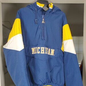 MENS MICHIGAN WOLVERINES HALF ZIP STARTER PULLOVER JACKET LARGE